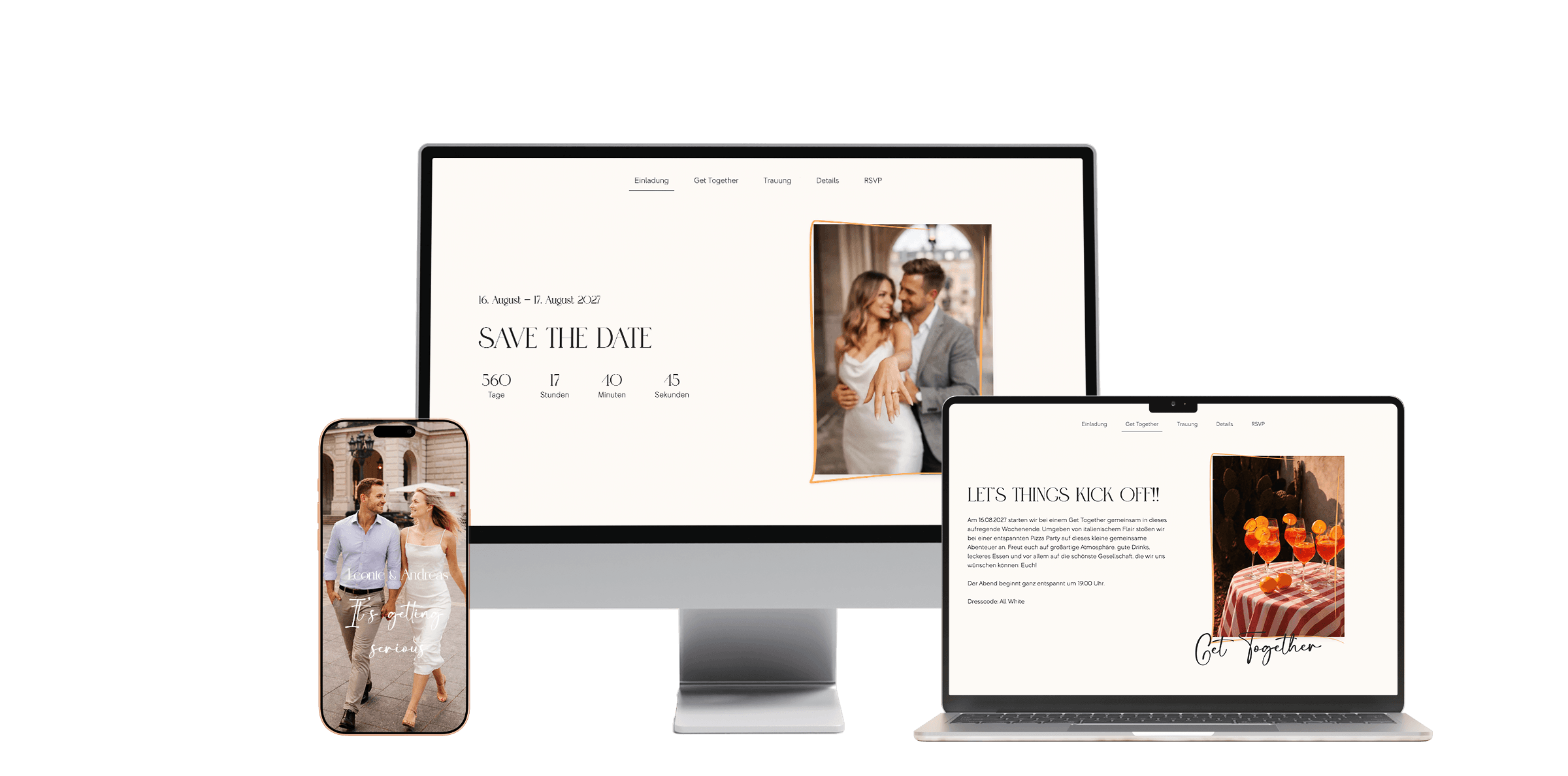 Hochzeitswebseiten Mockup